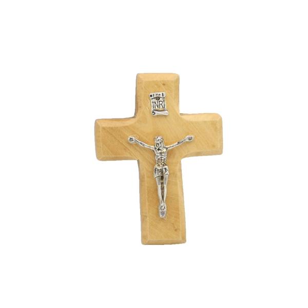 Olive Wood Wall Crucifix with Silver Corpus