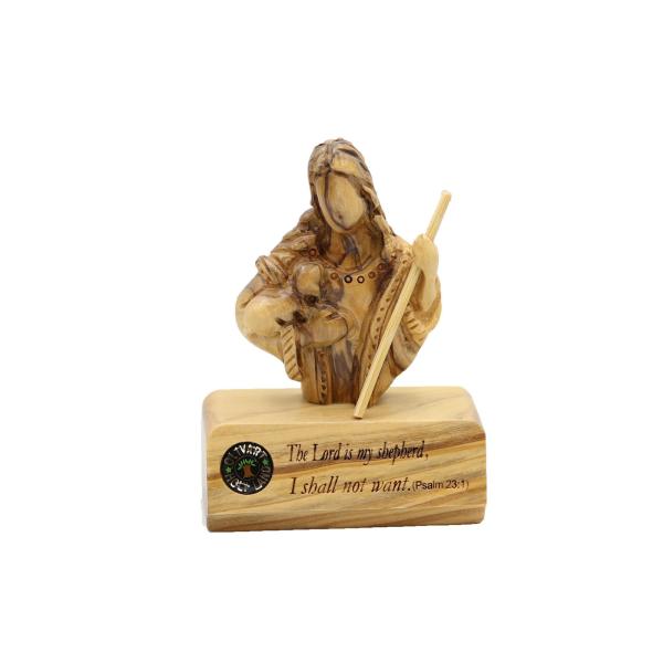 Olive Wood Good Shepherd Bust with Lamb