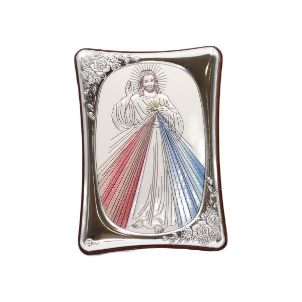 Coloured Divine Mercy Silver Icon
