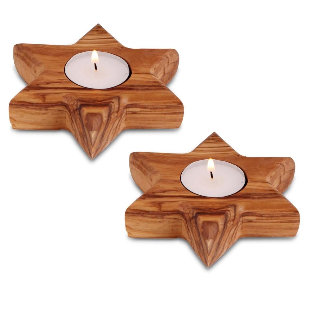 Olive Wood Candle Holders
