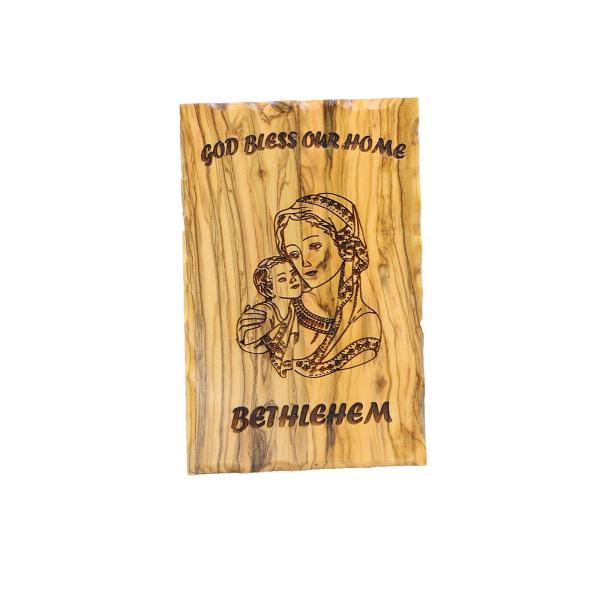Olive Wood Madonna and Child Wall Plaque