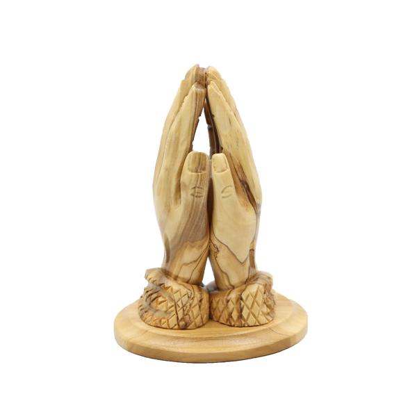 Olive Wood Praying Hands on Oval Base