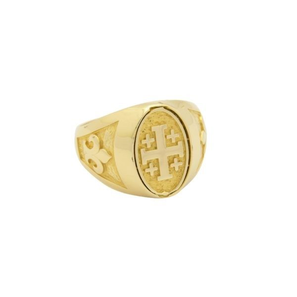 14K Yellow Gold Jerusalem Cross Ring (Style 1)