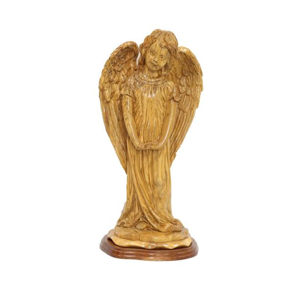 Olive Wood Standing Angel with Folded Hands