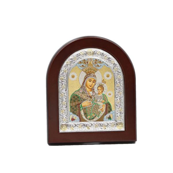 Silver-Framed Crowned Virgin of Bethlehem Icon