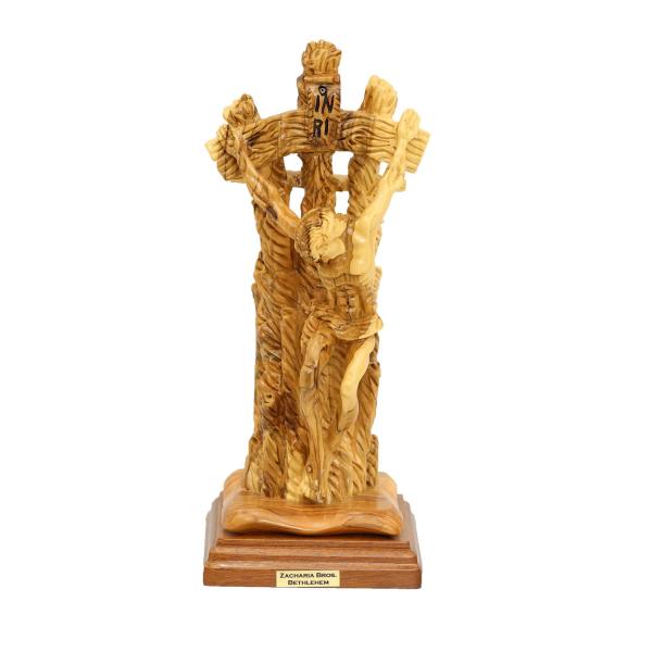 Olive Wood Hollow-Cut Crucifixion Carving