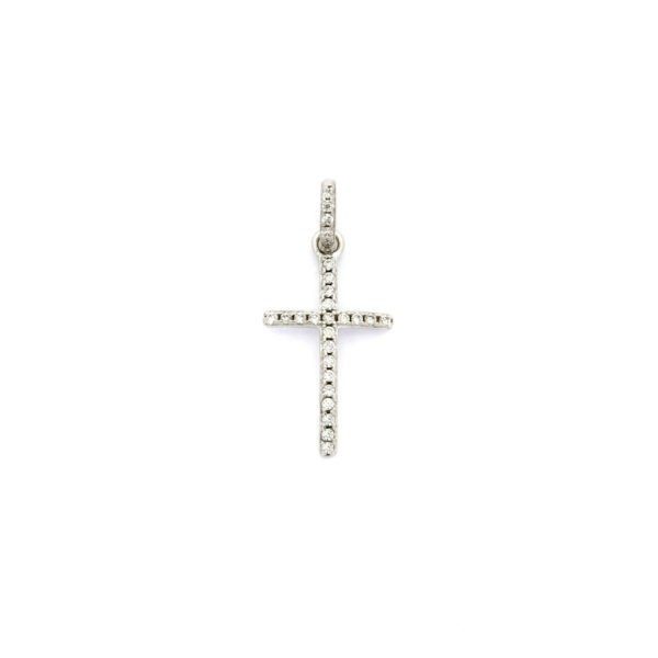 Sterling Silver Latin Cross Pendant with Cubic Zirconia (Style 3)