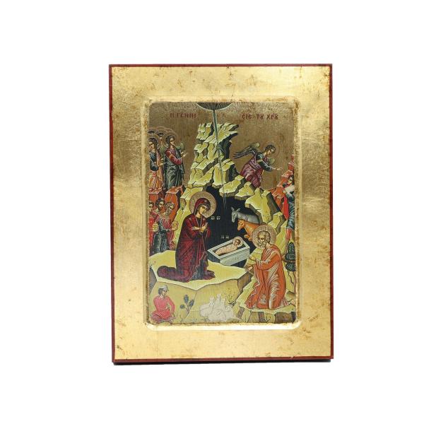 Gold Leaf Nativity of Christ Icon Panel