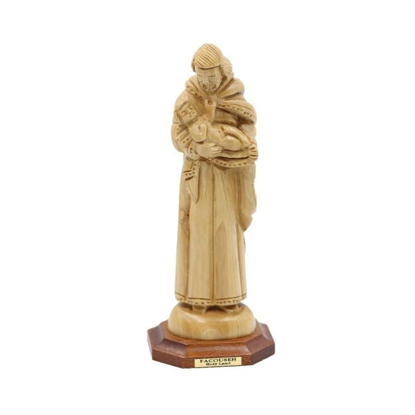 Olive Wood Bearded Saint Holding Christ Child