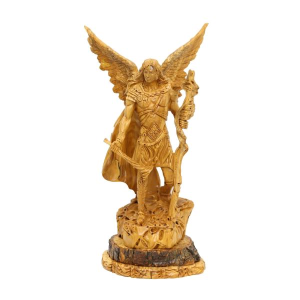 Olive Wood Archangel with Staff Statue