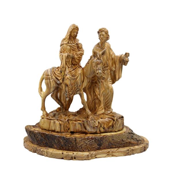 Olive Wood Flight to Egypt on Bark Edge Base