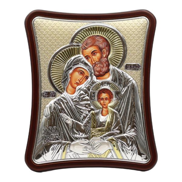 Silver-Plated Holy Family Icon Panel