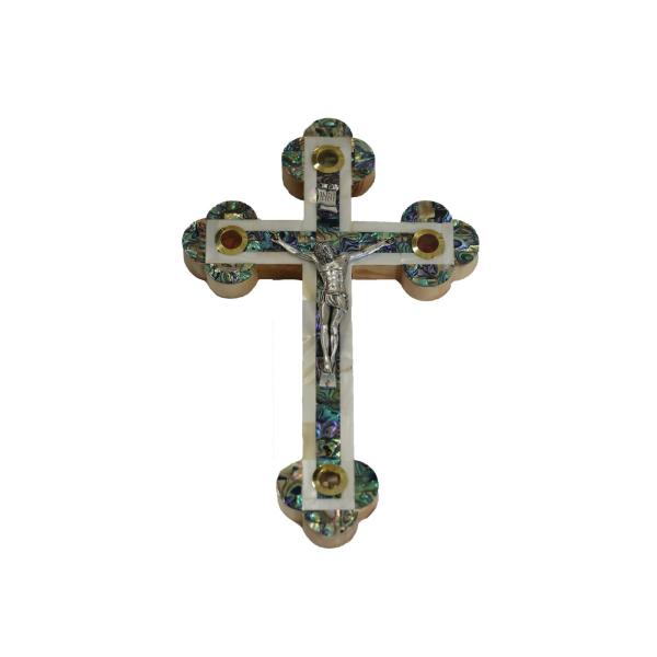 Mother of Pearl Crucifix with Abalone Inlay