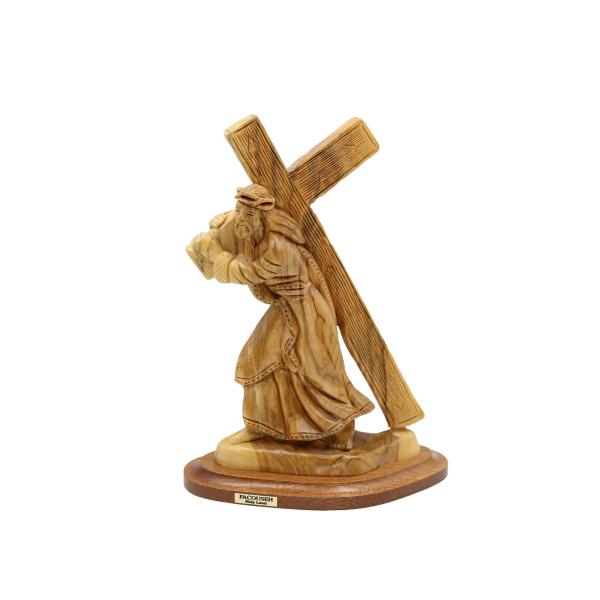 Olive Wood Jesus Carrying the Cross Statue
