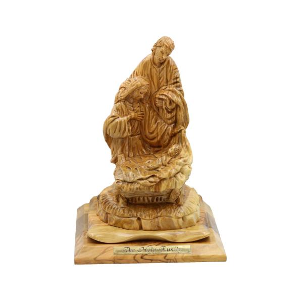 Olive Wood Holy Family Over the Manger