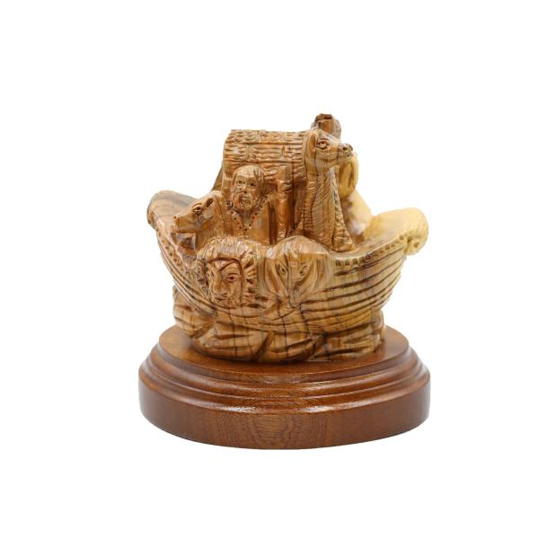 Small Olive Wood Noahs Ark with Animals