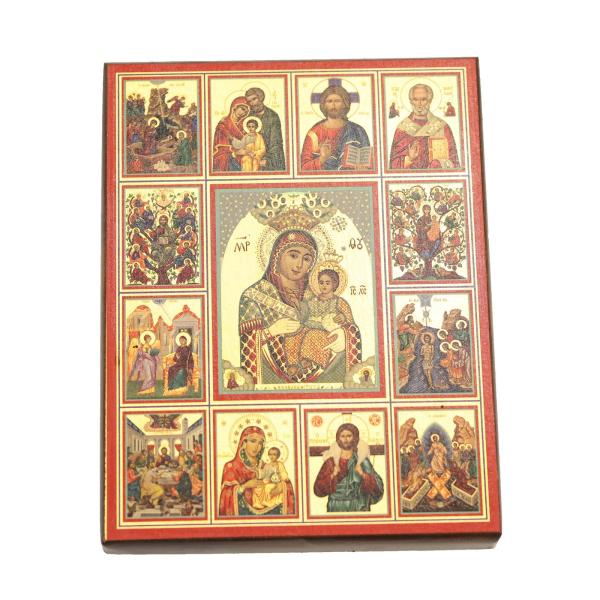 Madonna and Child Twelve Feast Icon Panel