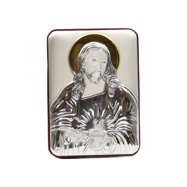 Silver-Plated Sacred Heart of Jesus Icon