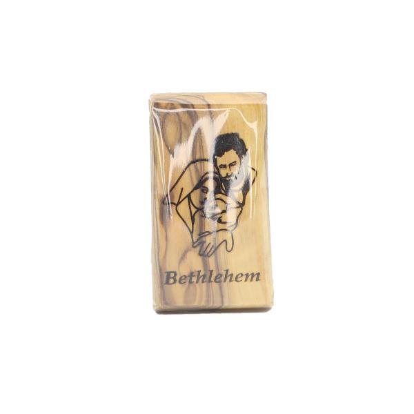 Olive Wood Holy Family Bethlehem Magnet Block