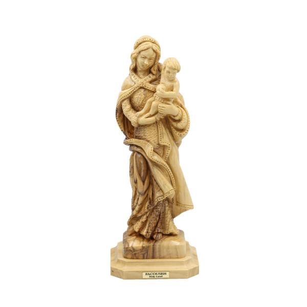 Olive Wood Madonna and Child Statue