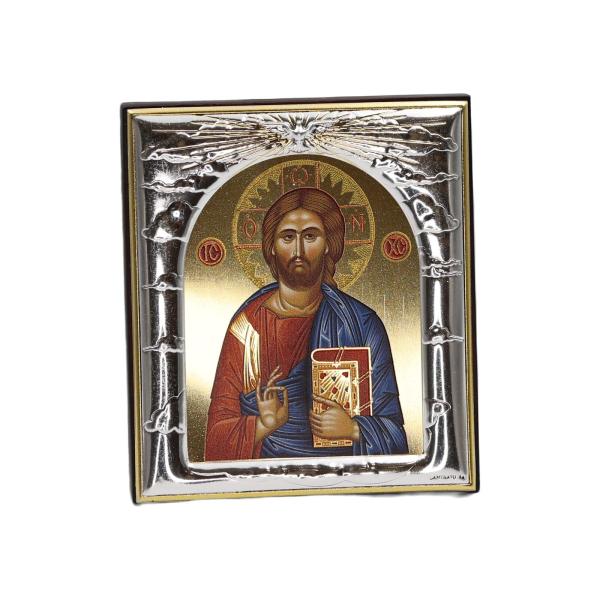 Silver-Plated Christ Pantocrator Icon