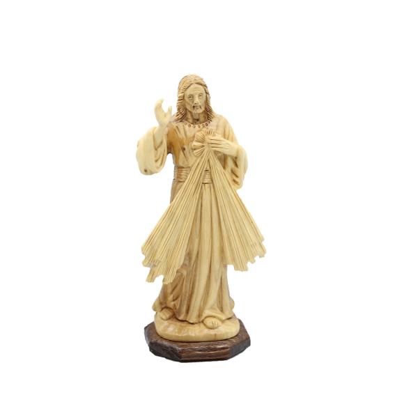 Olive Wood Divine Mercy Jesus Statue