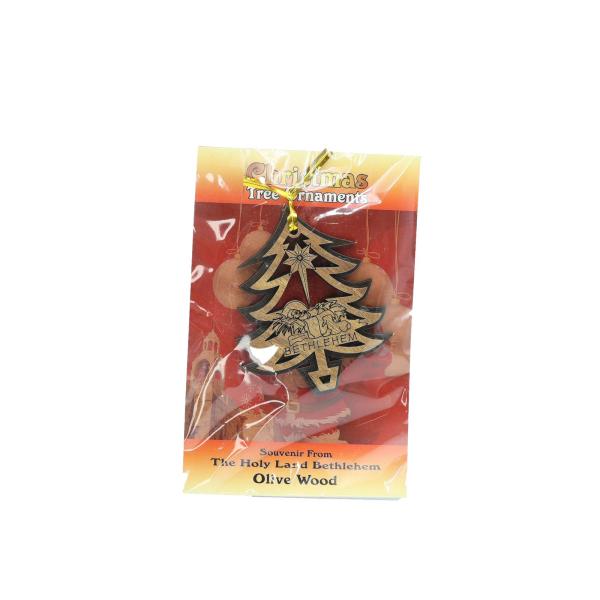 Olive Wood Christmas Tree Nativity Ornament