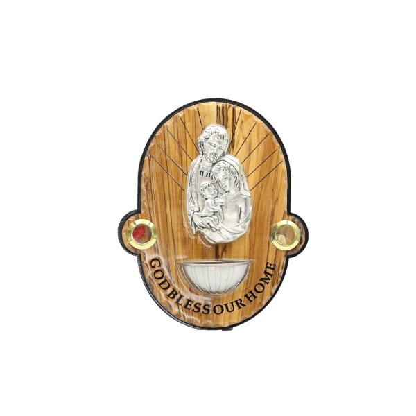 Silver-Plated Holy Family Holy Water Font Plaque